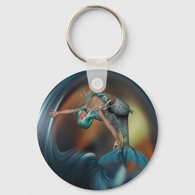 Cute Mermaid Joyfully Swimming  Keychain