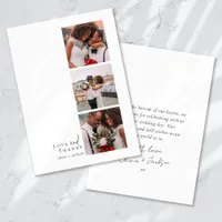 Love and Thanks Script Triptych Photo Wedding Thank You Card