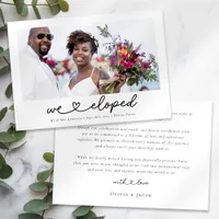 Modern Heart Calligraphy We Eloped Photo Announcement