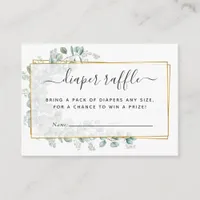 Geometric Eucalyptus Baby Shower Diaper Raffle Enclosure Card