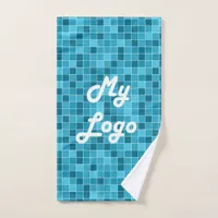 Blue tiles business logo bath towel set