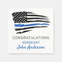 Police Party Thin Blue Line Flag Congratulations   Napkins