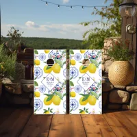 Personalized Lemon Tile-Themed Italian Wedding Cornhole Set