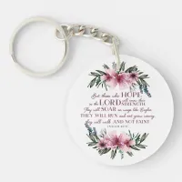 Christian Bible Verse Blush Pink Floral Photo Keychain