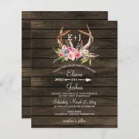 Budget Antlers Country Chic Wedding Invitations