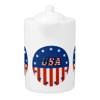 USA - American Flag and Stars in Circle Tea Pot