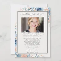 Floral Photo In Loving Memory Funeral Poem Card