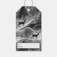 Black Christmas Reindeer Pattern#13 ID1009 Gift Tags