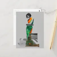 Woman in a Green Dress Fashion collage Postcard