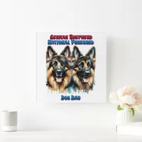 German Shepherds Celebrating National Purebred Day Square Wall Clock