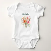 Flower Bouquet Pretty Floral Summer Personalized Baby Bodysuit