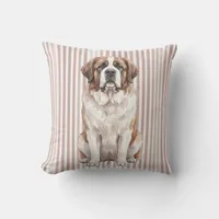 Watercolor Saint Bernard Dog Decorative Pillow