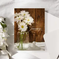 Mason Jar and White Daisies Country Barn Wedding Invitation