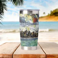 Abstract Caribbean Beach Brick Art Insulated Tumbler