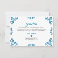 Talavera Turquoise Minimalist Spanish Wedding Thank You Card