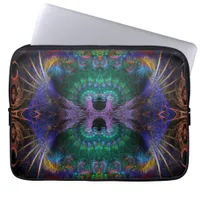 Indigo Purple Green Fractal Feather Laptop Sleeve