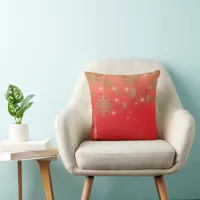 Glowing Festive Christmas Red Winter Wonderland Throw Pillow