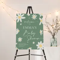 Baby Shower Welcome Sign Daisy Sage Green