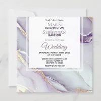 *~*  LILAC RSVP QR GOLD MARBLE AR66 Wedding Invitation