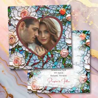 Beautiful Mosaic Stained Glass and Tile Wedding Invitation