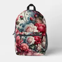 Timeless Rose Floral Charm Printed Backpack