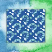 Simple Green Rainbow Boho on Blue | Fleece Blanket