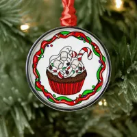 \Christmas Cupcake with Candy Cane Metal Ornament