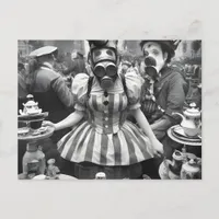 Gas Mask Woman at the Tea Party Postcard