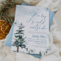 Baby it's Cold Outside, Winter Blue Baby Shower Invitation