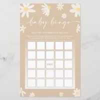 Beige Baby Shower Bingo Game  