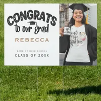 Congrats to our Grad Photo Name Black Gold White Sign