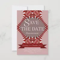 Red Pink Lace Save the Date Wedding Announcement