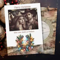 Rustic Horseshoes Country & Western Personalized Holiday Card