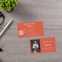 Private chef terracotta photo catering QR code Business Card