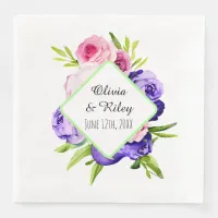 Beautiful Pastel Watercolor Flowers Paper Dinner Napkins