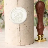 Simple, Cartoon-Iike  Spouses Illustration Wedding Wax Seal Stamp