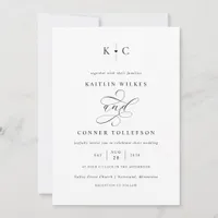 Romantic Monogram Calligraphy Wedding Invitation