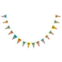 Cute Cartoon Dinosaur Birthday  Bunting Flags