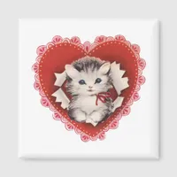 Vintage Valentine Kitty Magnet