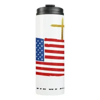 *~* Christian Patriotic Cross AP16 Flag Distressed Thermal Tumbler