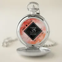 Elegant 35th Coral Wedding Anniversary Celebration Pocket Watch