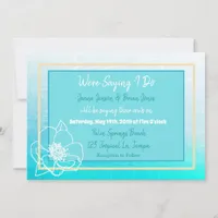 Teal and Turquoise Blue White Flower Wedding Invitation