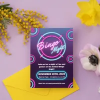 Purple and Blue Modern Bingo Night Invitations