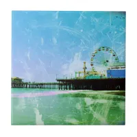 Blue Santa Monica Pier Ceramic Tile