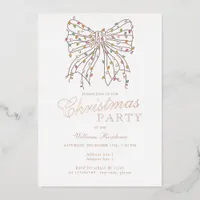 Preppy Coquette Bow Winter Christmas Lights Party Foil Invitation