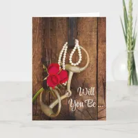 Red Roses and Horse Bit Will You Be My Bridesmaid Invitation