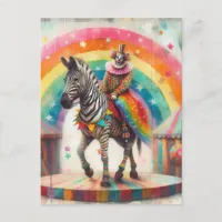 Circus Clown and Zebra Postcard