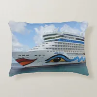 AIDAluna cruise ship anchered off Grenada island Accent Pillow