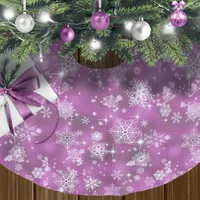 Prettiest Snowflakes Pattern Orchid Pink ID846 Brushed Polyester Tree Skirt