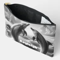 Monogram Black & White Dolphins Ocean | Accessory Pouch